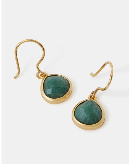 Accessorize White 14Ct-Plated Aventurine Drop Earrings