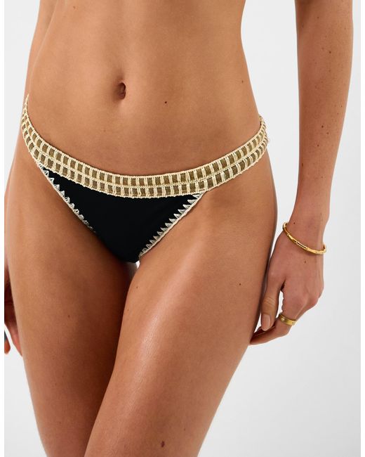 Accessorize Black Glitter Band Bikini Bottoms
