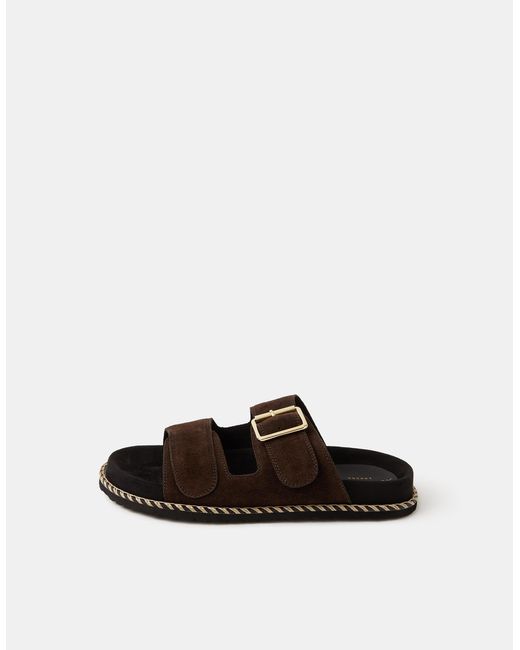 Accessorize Black Double Strap Suede Sandals