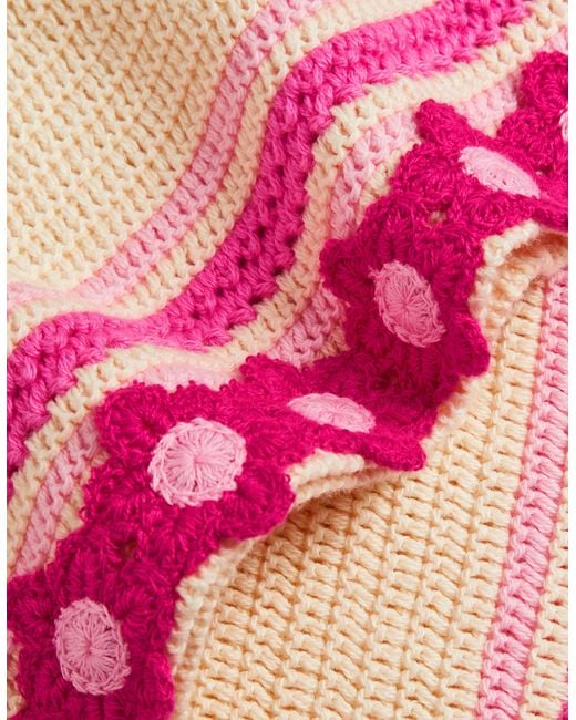 Accessorize Pink Flower Knit Crochet Dress, Little Girl's