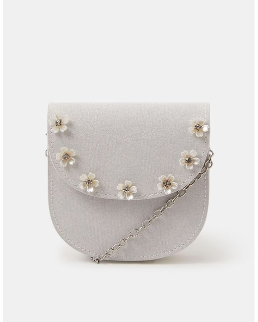 Accessorize Gray Gemstone Flower Bag