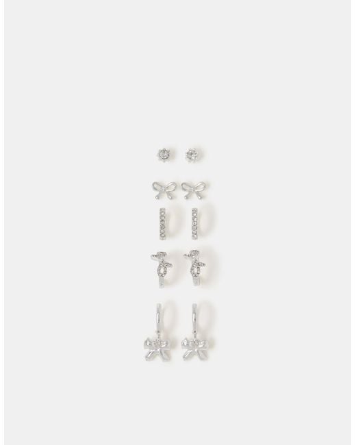 Accessorize White 5-Pack Bow Stud & Hoop Earrings