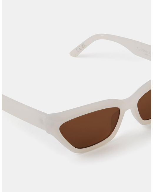 Accessorize White Rectangle Cat Eye Sunglasses