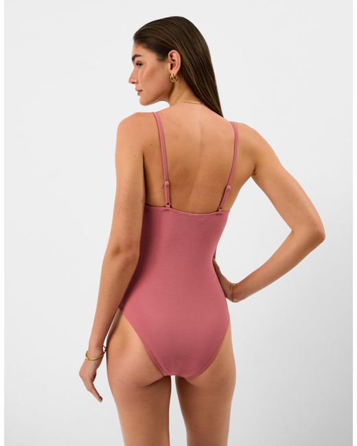 Accessorize Purple V Front Bead Strap Swimsuit