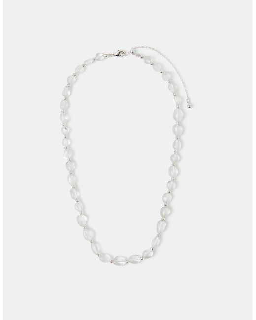 Accessorize White Sterling-Plated Clear Quartz Necklace