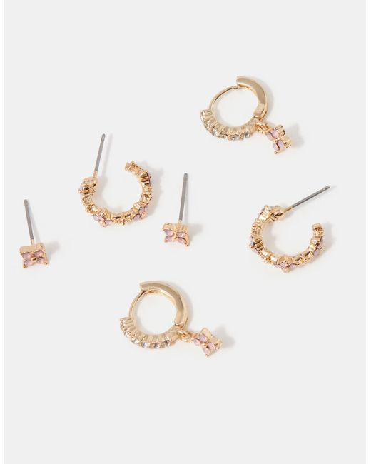Accessorize White 3-Pack Flower Stud & Hoop Earrings