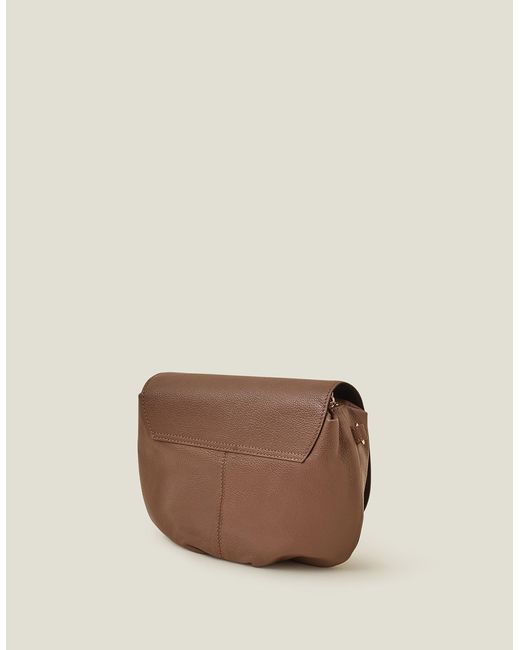 Accessorize Women's Brown Leather Webbing Strap Cross-body Bag