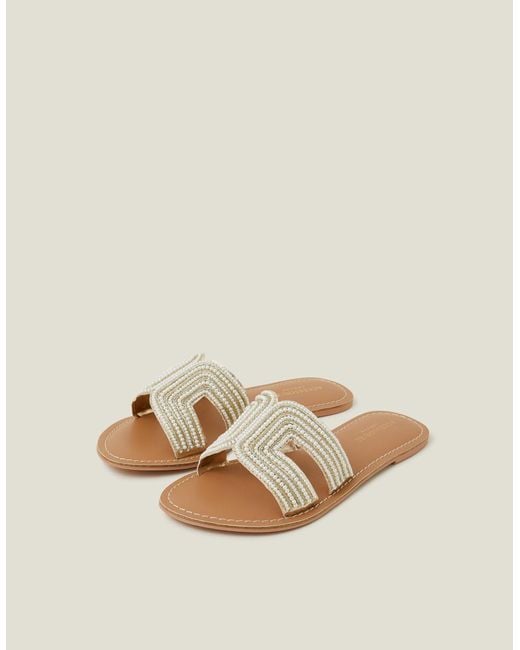 Accessorize Natural Pearl Embellished Cut-Out Sliders