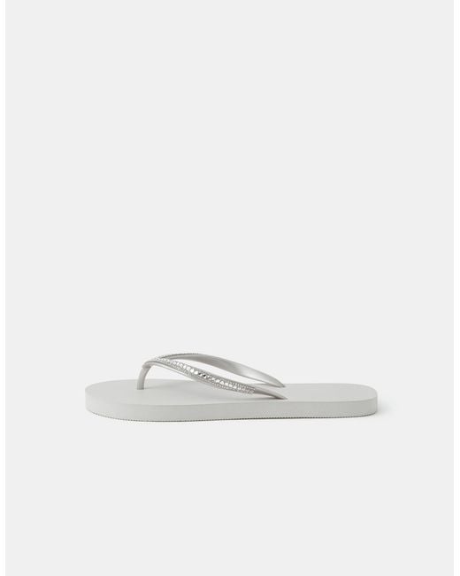 Accessorize Natural Crystal Embellished Flip Flops