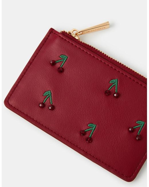 Accessorize Red Beaded Cherry Card Holder