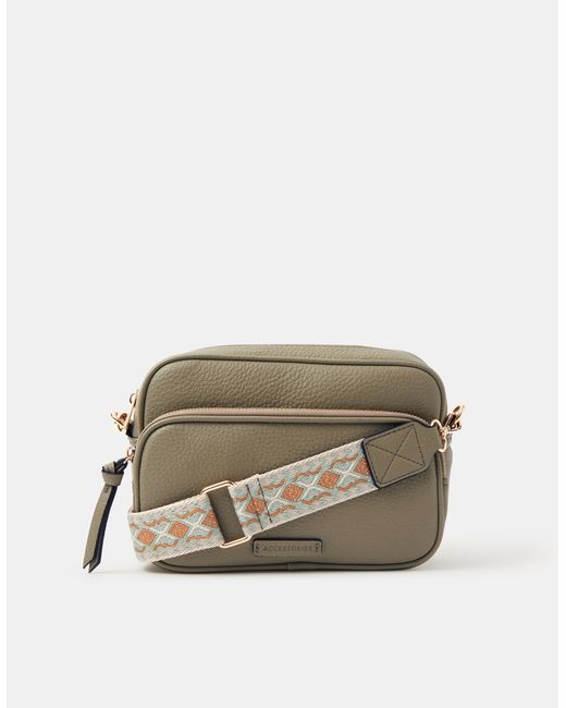 Accessorize Gray Dina Double Zip Crossbody Bag