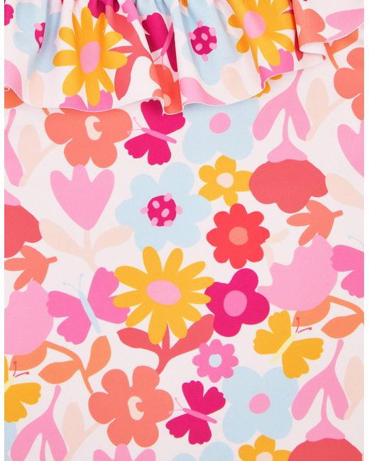 Accessorize Pink Floral Print Frill Swimsuit