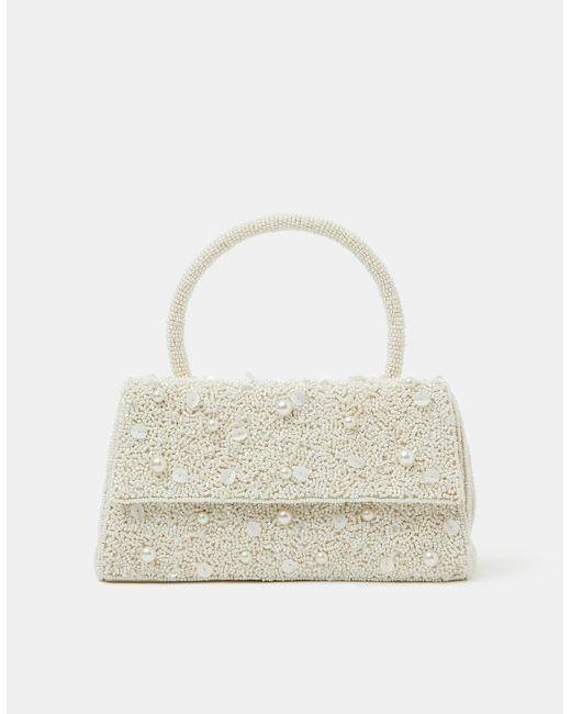 Accessorize White Pearl Beaded Handheld Bag