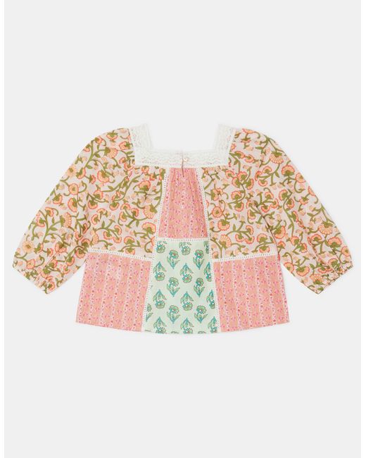 Accessorize Natural Floral Patchwork Top