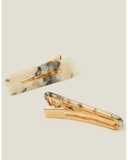 Accessorize Natural Women's Gold 2-pack Marble Resin Snap Clips