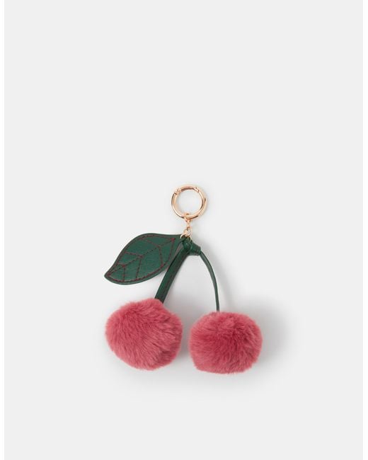 Accessorize Pink Fluffy Cherry Bag Charm