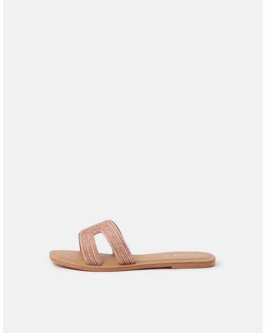 Accessorize Pink Diamanté Cut Out Slip On Sandals