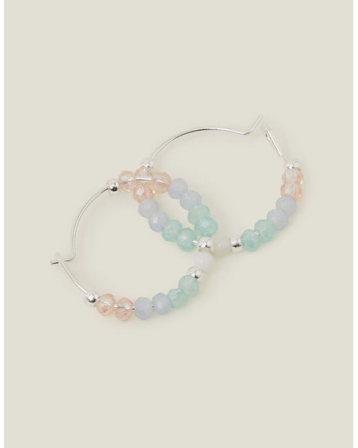 Accessorize Natural Sterling Silver-plated Beaded Hoops
