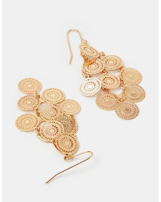 Accessorize White Filigree Disc Drop Earrings