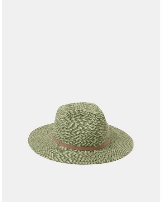 Accessorize Green Woven Panama Hat