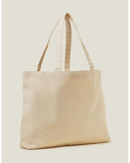 Accessorize Natural Women's Beige Cotton Embroidered Shopper Bag