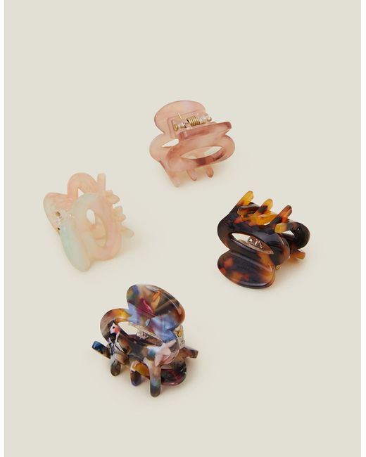 Accessorize Natural Mini Oval Resin Claw Clips 4 Pack