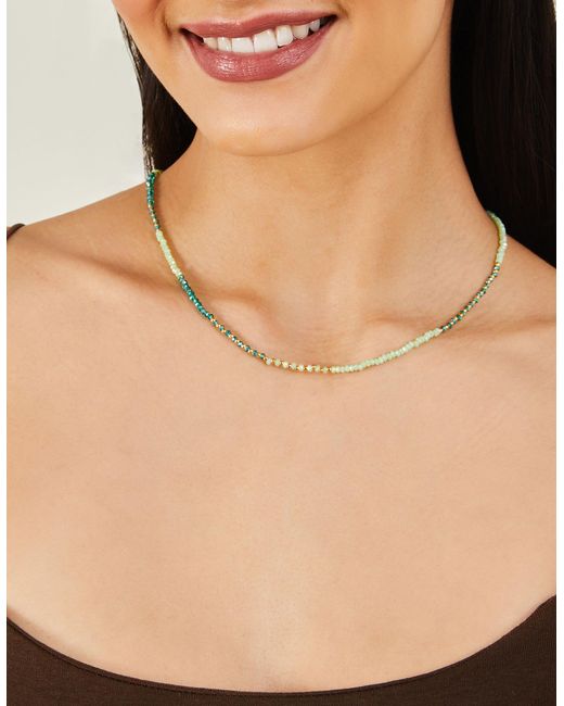 Accessorize Multicolor Green 14ct Gold-plated Beaded Collar Necklace