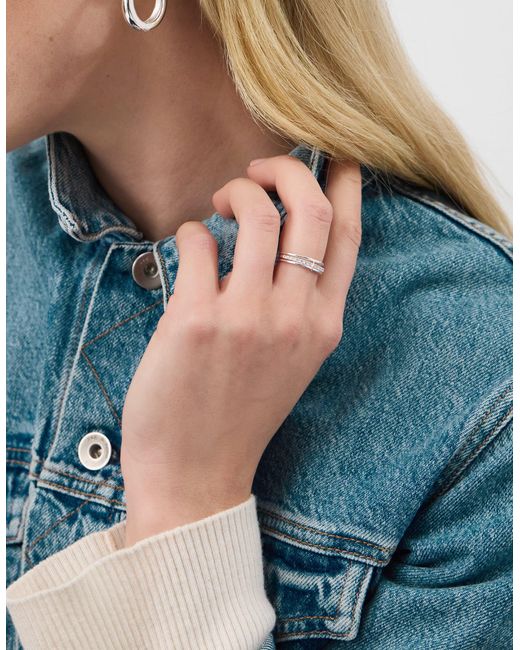 Accessorize White Sterling Triple Band Ring