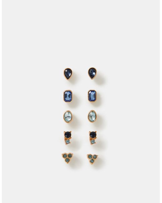 Accessorize Brown 5-Pack Gemstone Stud Earrings