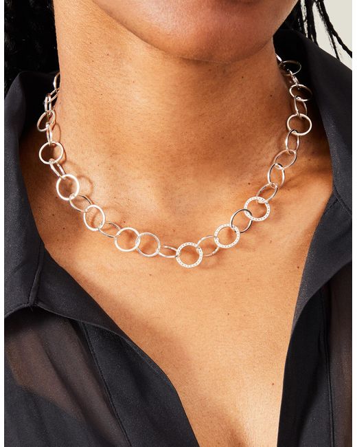 Accessorize Natural Women's Sliver Sterling Silver Plated Circle Chain Necklace