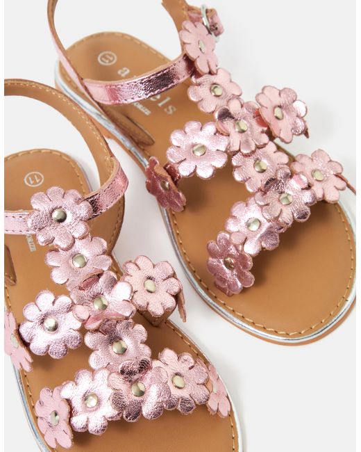 Accessorize Pink Metallic Flower Sandals