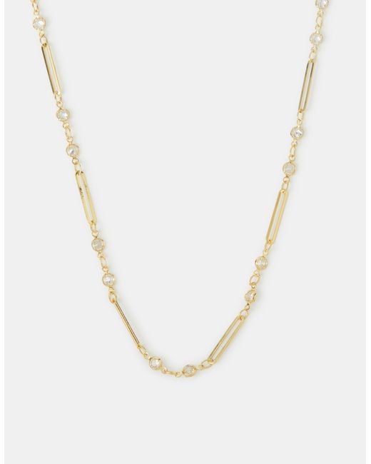 Accessorize White 14Ct-Plated Cubic Zirconia Paperclip Necklace