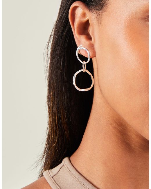 Accessorize Natural Women's Sterling Silver-plated Circle Drop Earrings