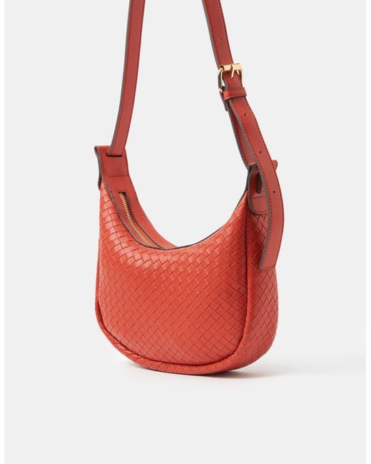 Accessorize Red Woven Scoop Crossbody Bag