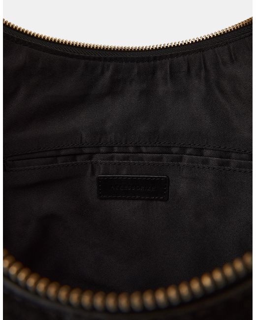 Accessorize Black Suede Shoulder Bag