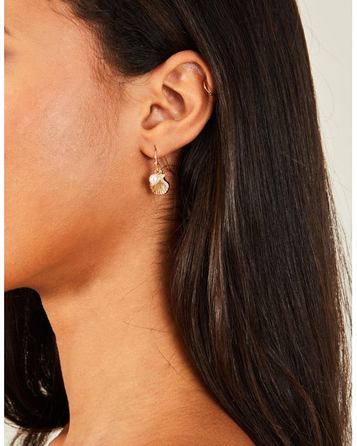 Accessorize Metallic Pearly Shell Drop Earrings