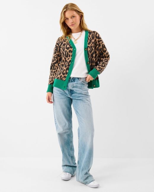 Accessorize Green Print Cardigan