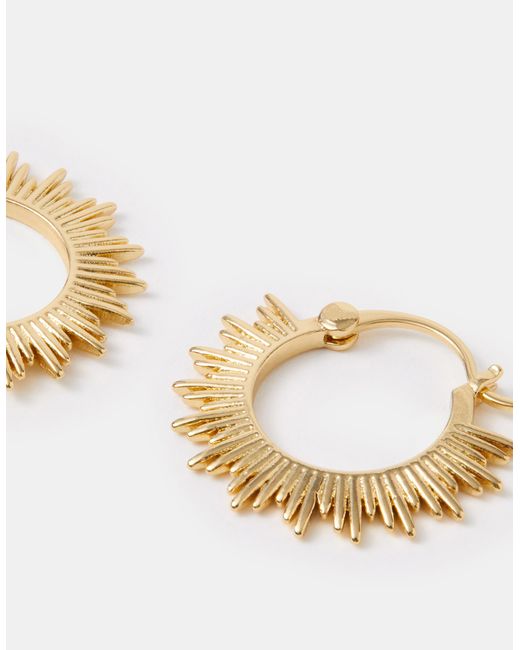 Accessorize Metallic 14Ct-Plated Sun Hoop Earrings