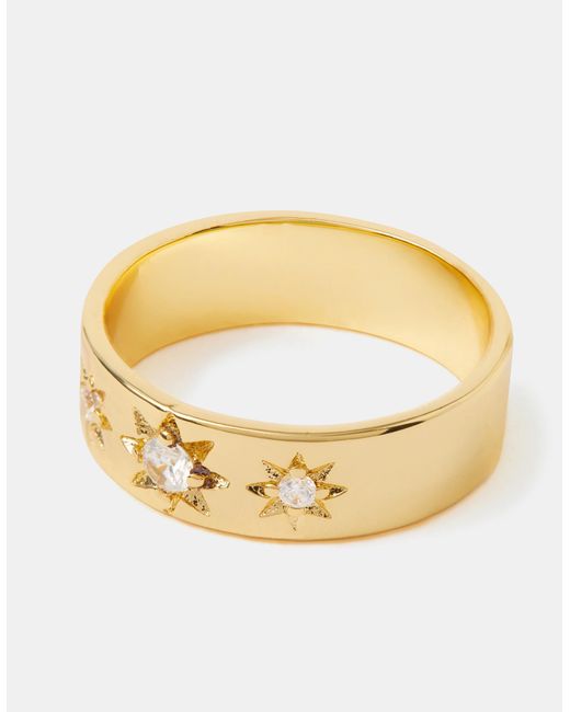 Accessorize Metallic 14Ct-Plated Star Band Ring