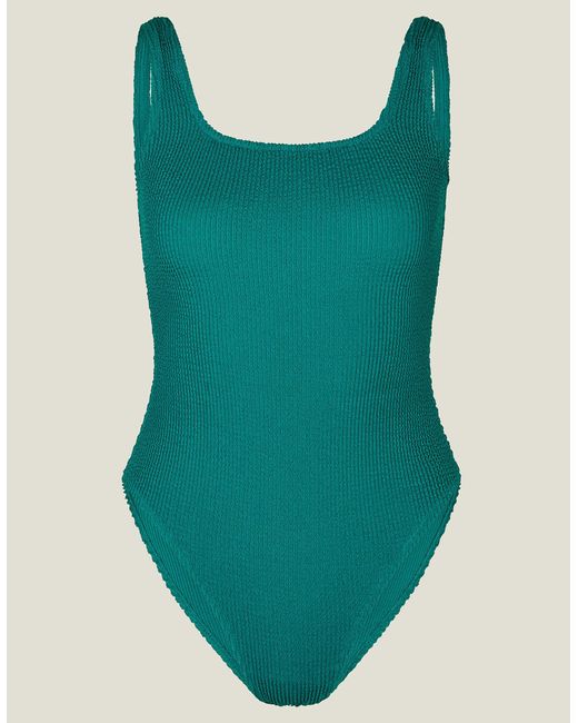 Accessorize Women's Green Crinkle Swimsuit Teal