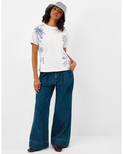Accessorize White Cotton Sun Embroidered T-Shirt