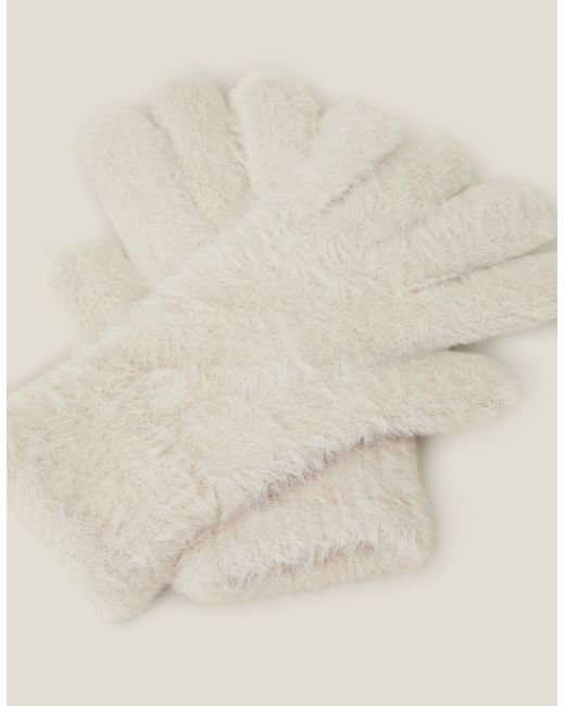 Accessorize Natural Fluffy Knitted Nylon Super-Stretch Gloves