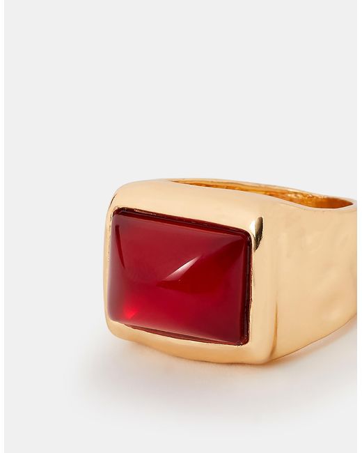 Accessorize Brown Rectangular Gem Ring