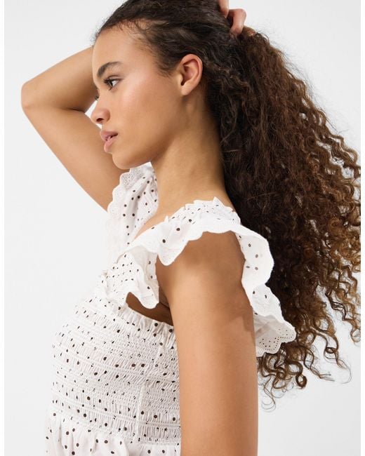 Accessorize White Frill Polka Dot Smocked Top