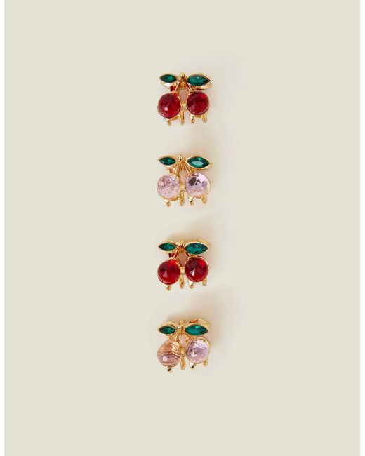 Accessorize White 4-Pack Cherry Gem Claw Clip