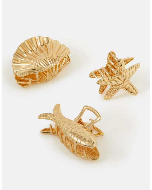 Accessorize Metallic 3-Pack Ocean Metal Claw Clips