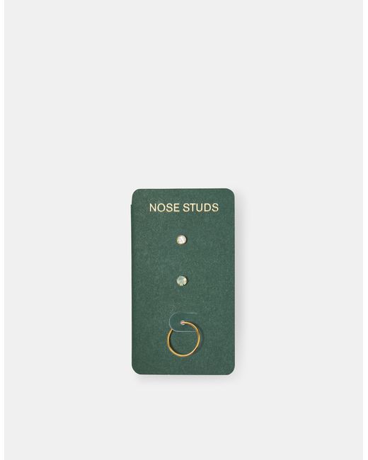 Accessorize Metallic 3-Pack 14Ct-Plated Surgical Steel Nose Ring & Studs