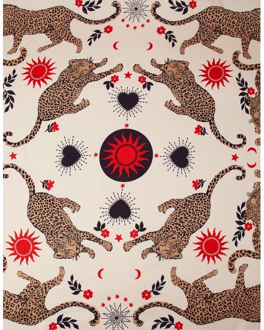 Accessorize White Leopard Print Square Satin Scarf