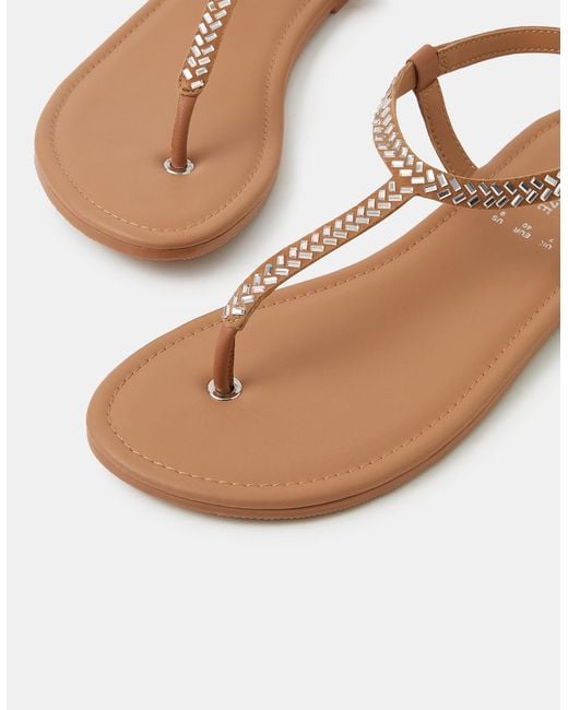Accessorize White Embellished Leather Sandals