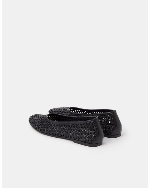 Accessorize Black Woven Leather Ballet Flats